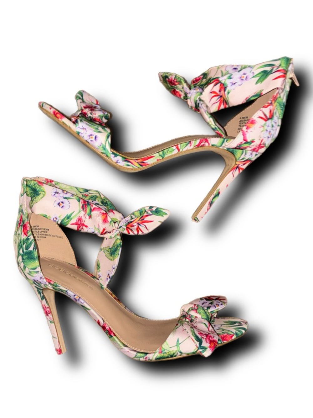 BCBGeneration Jeela Pink Floral Bow High Heels Girlhoodcore